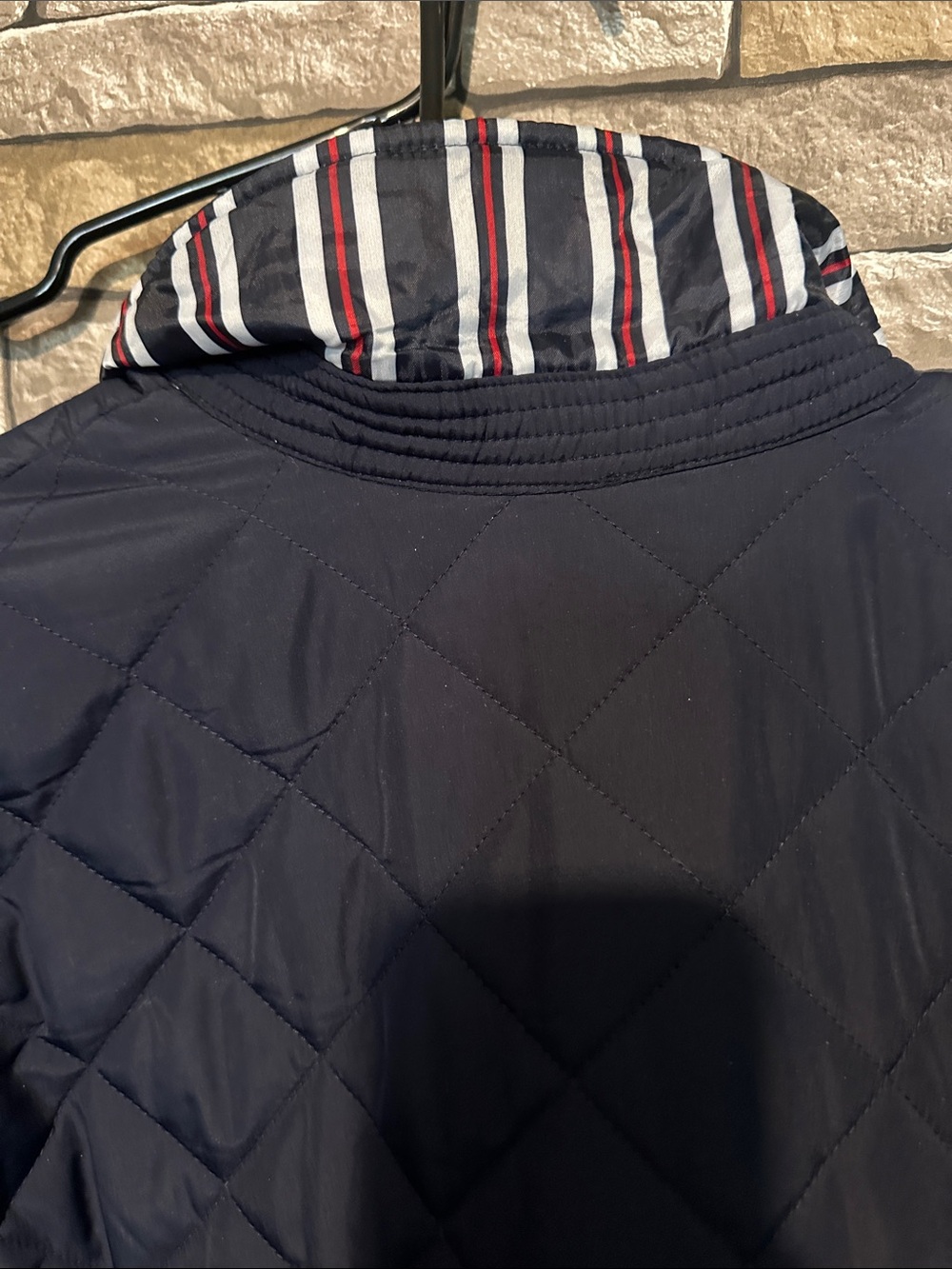 crown & ivy Quilted Navy Puffer Jacket with Gold-Tone Snaps - Picture 7 of 10